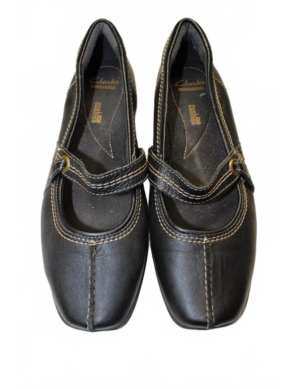 Clarks Collection Haydn Maize Black Leather Mary Jane Flats Comfort Size 11